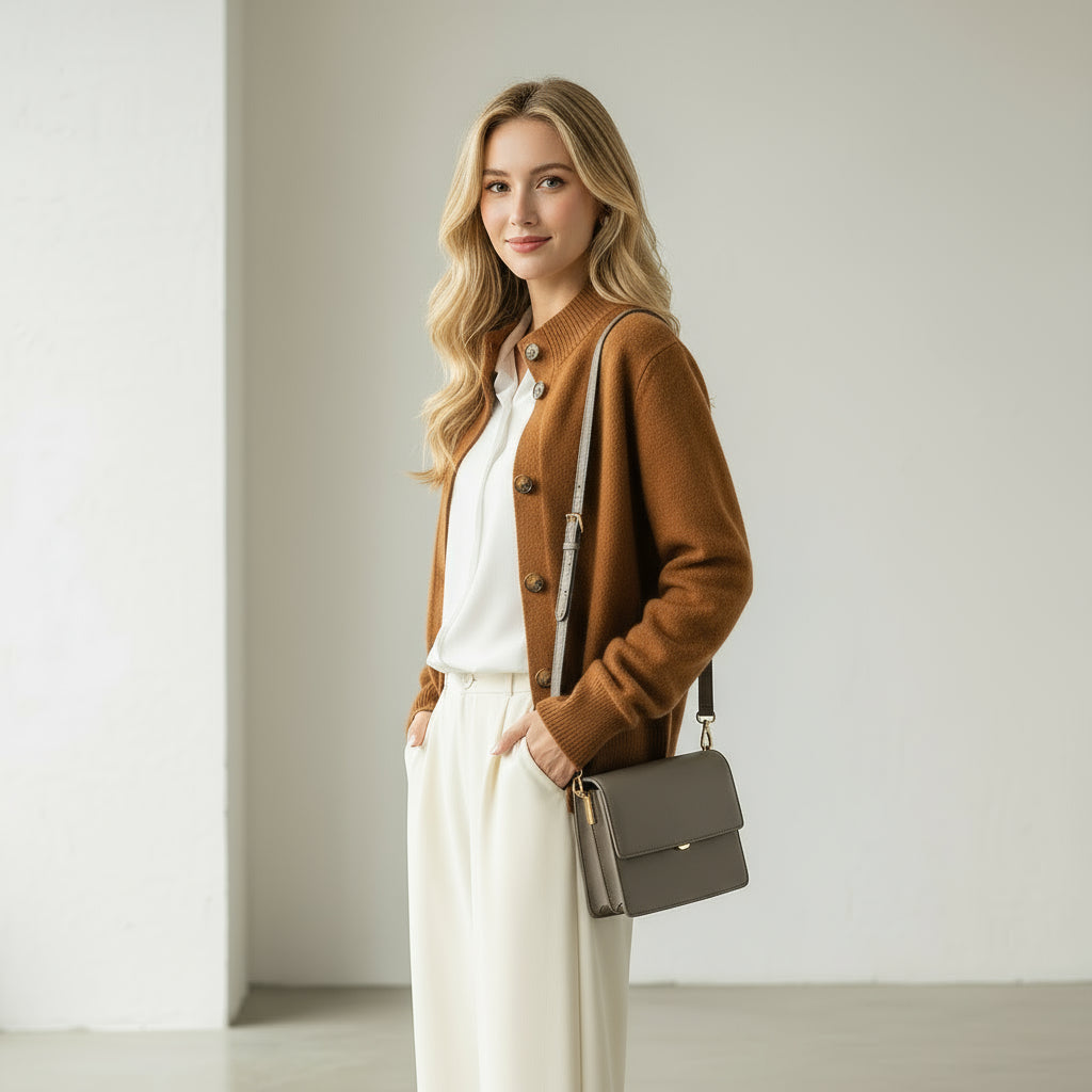 Autumn and Winter 100% Wool Cashmere Sweater Women'S Self-Cultivation Half High Neck Cardigan Warm Knitted Sweater Women