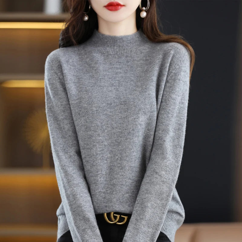 Chèr Montagné Pure Wool Half-Neck Pullover in Autumn Hues