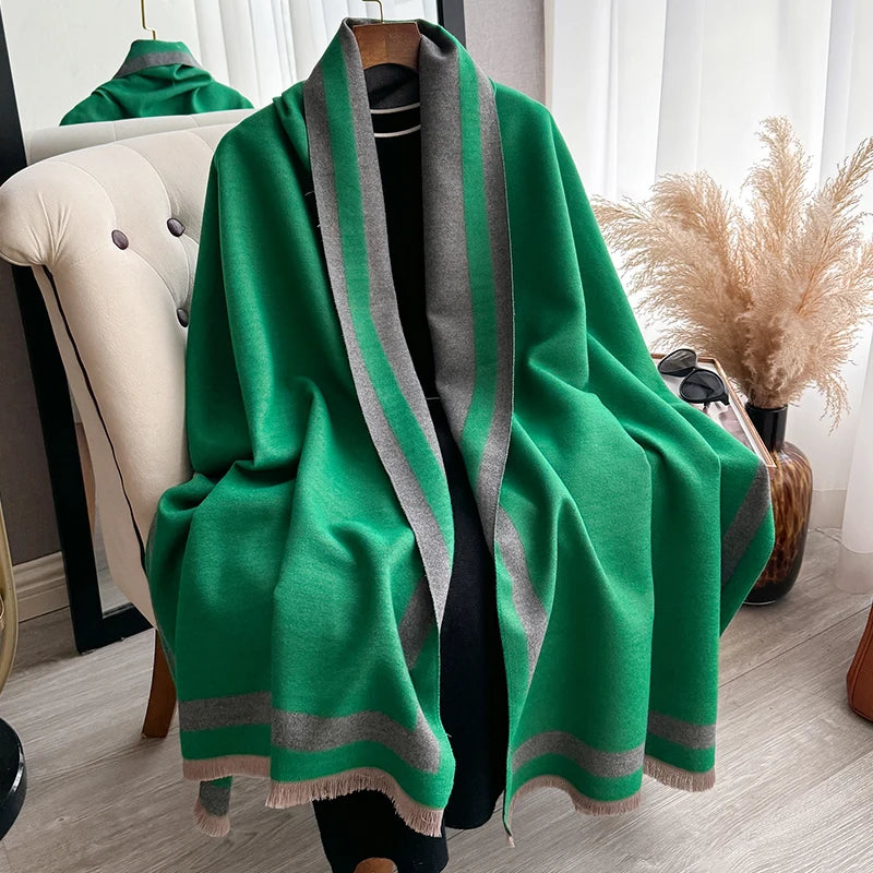 New Warm Luxury Cashmere Scarf Women Plain Color Fashion Shawl and Wraps Ladies Blanket Foulard Winter Pashmina Bandana Bufanda
