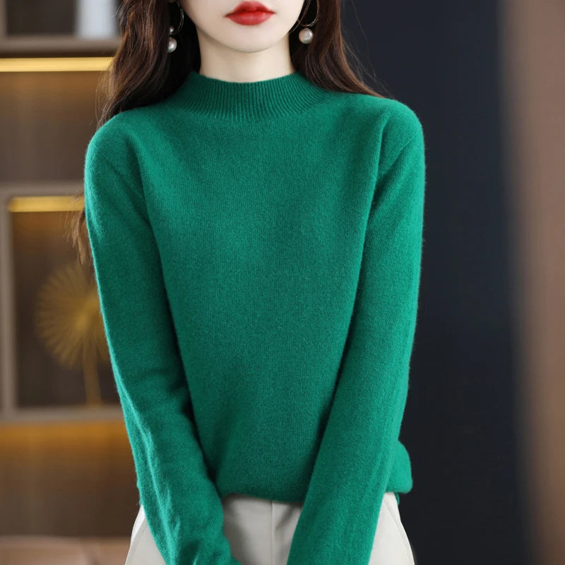Chèr Montagné Pure Wool Half-Neck Pullover in Autumn Hues