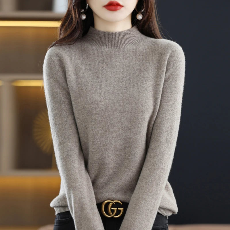 Chèr Montagné Pure Wool Half-Neck Pullover in Autumn Hues