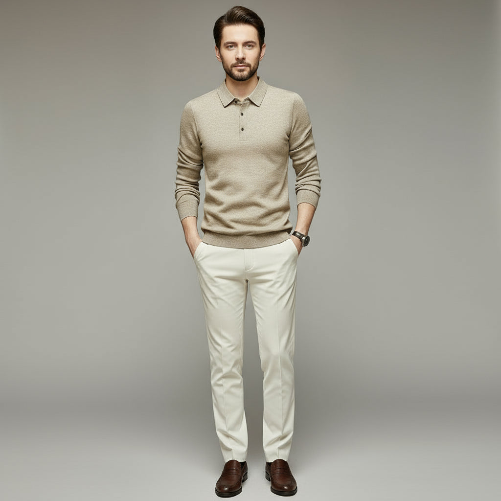 Fashion Autumn and Winter New Cashmere Sweater Men'S High Quality Pullover Casual Loose POLO Knitted Bottom Shirt Jacket Shirt