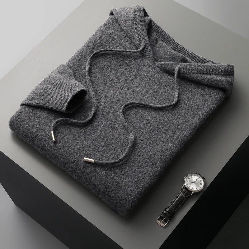 Men'S Female Cashmere One-Piece Ready-To-Wear Hoodie 100% Merino Wool Knitted Sweatshirt Autumn Winter Casual Large Top Long