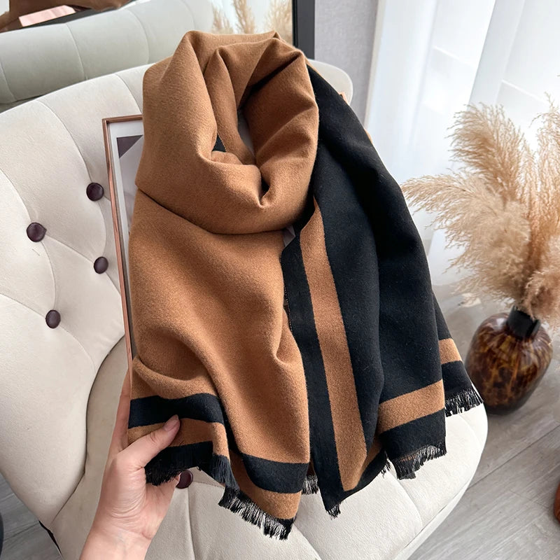 New Warm Luxury Cashmere Scarf Women Plain Color Fashion Shawl and Wraps Ladies Blanket Foulard Winter Pashmina Bandana Bufanda