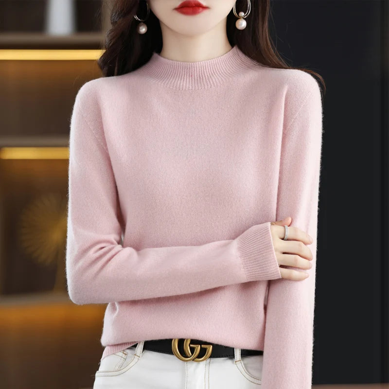 Chèr Montagné Pure Wool Half-Neck Pullover in Autumn Hues
