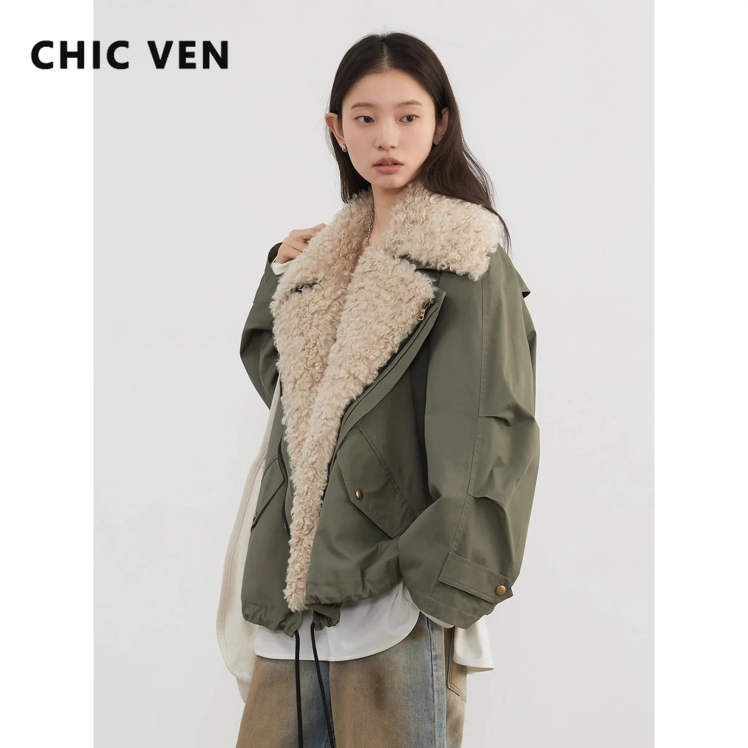 Women Coats Streetwear Loose Casual New Retro Motorcycle Cotton Jacket Thick Warm Female Overcoat Autumn Winter 2024