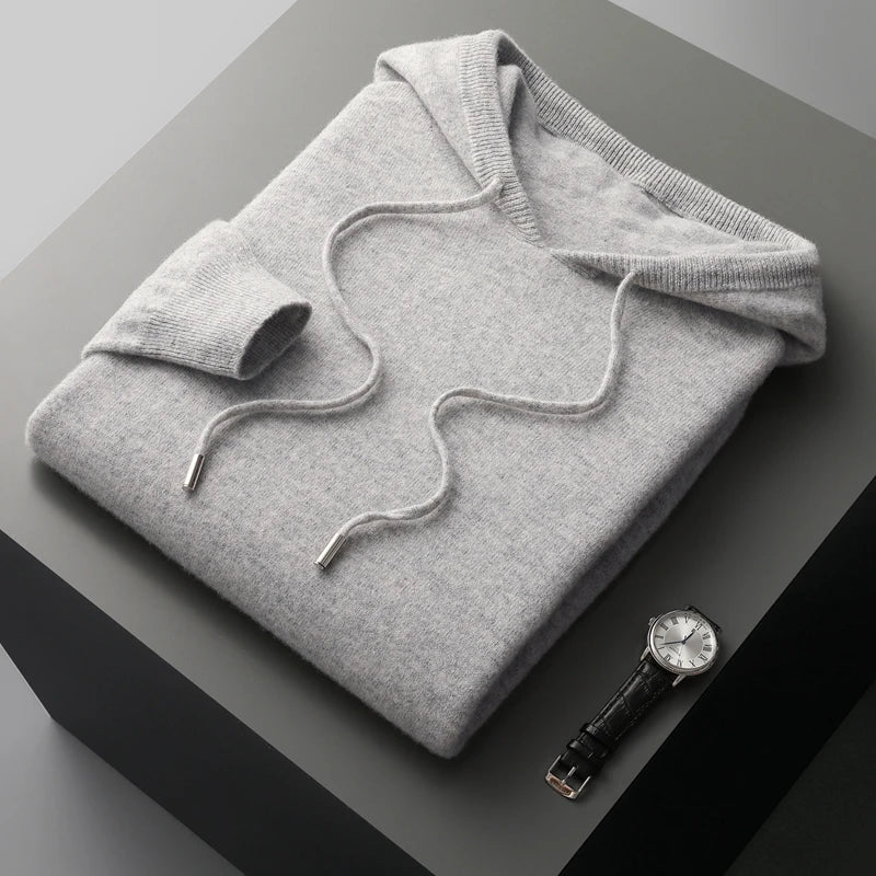 Men'S Female Cashmere One-Piece Ready-To-Wear Hoodie 100% Merino Wool Knitted Sweatshirt Autumn Winter Casual Large Top Long