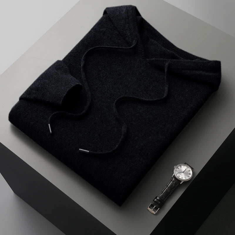 Men'S Female Cashmere One-Piece Ready-To-Wear Hoodie 100% Merino Wool Knitted Sweatshirt Autumn Winter Casual Large Top Long