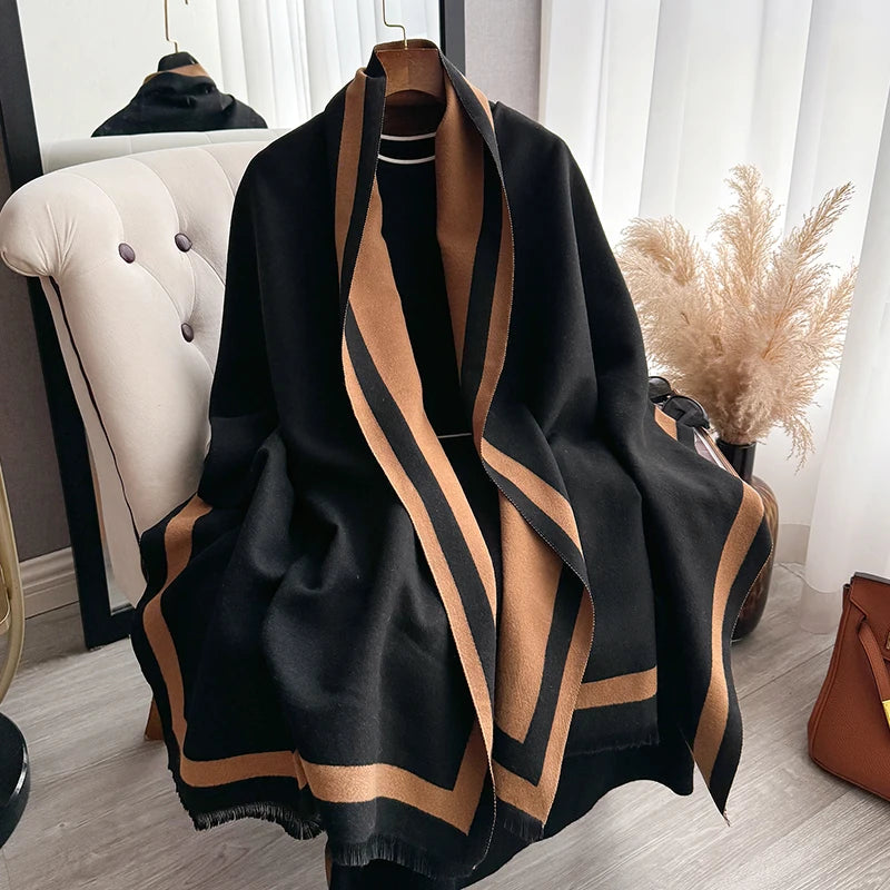 New Warm Luxury Cashmere Scarf Women Plain Color Fashion Shawl and Wraps Ladies Blanket Foulard Winter Pashmina Bandana Bufanda