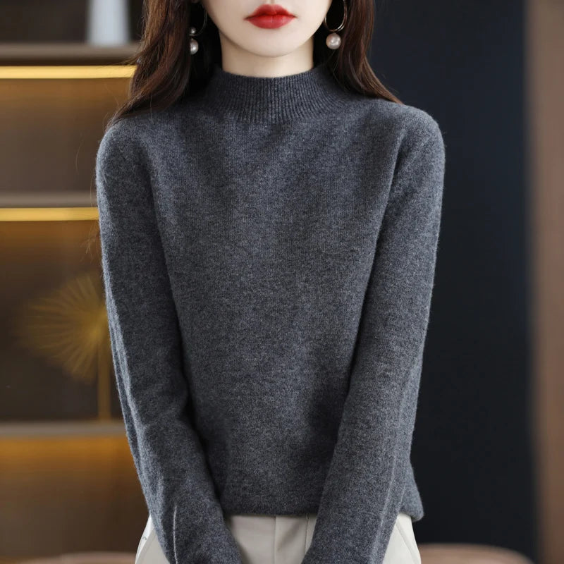 Chèr Montagné Pure Wool Half-Neck Pullover in Autumn Hues