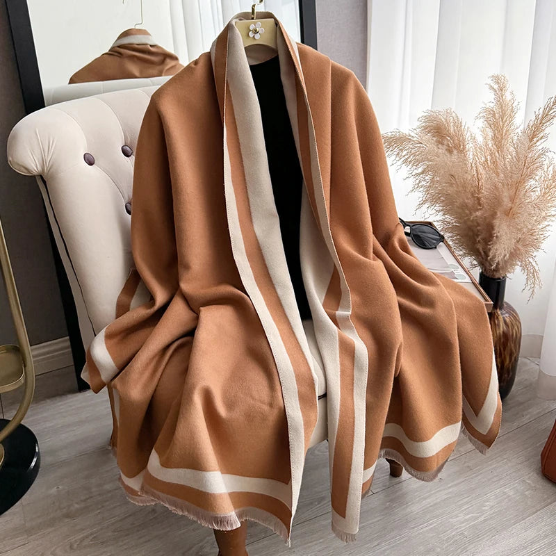New Warm Luxury Cashmere Scarf Women Plain Color Fashion Shawl and Wraps Ladies Blanket Foulard Winter Pashmina Bandana Bufanda