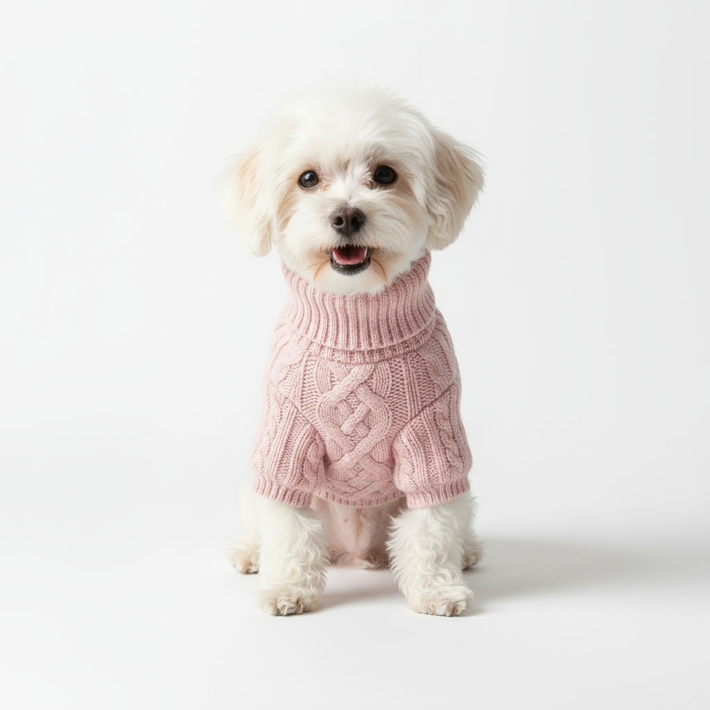 Cable-Knit Pet Sweater – Luxe Winter Comfort for Small Dogs & Cats | Hand-Woven Warmth and Style